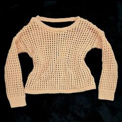 ✅️ Long Sleeved Crochet Coral Color Sweatshirt• Size S- Loose Fit• Great Condition• $10firm