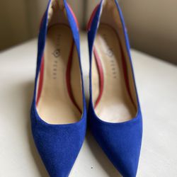 Katy Perry Women's The Femi Red Lips Pump, Space Blue Suede shoes size 10/ EU 40.5