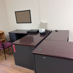 L Shaped Office Desk Cherry Wood 
