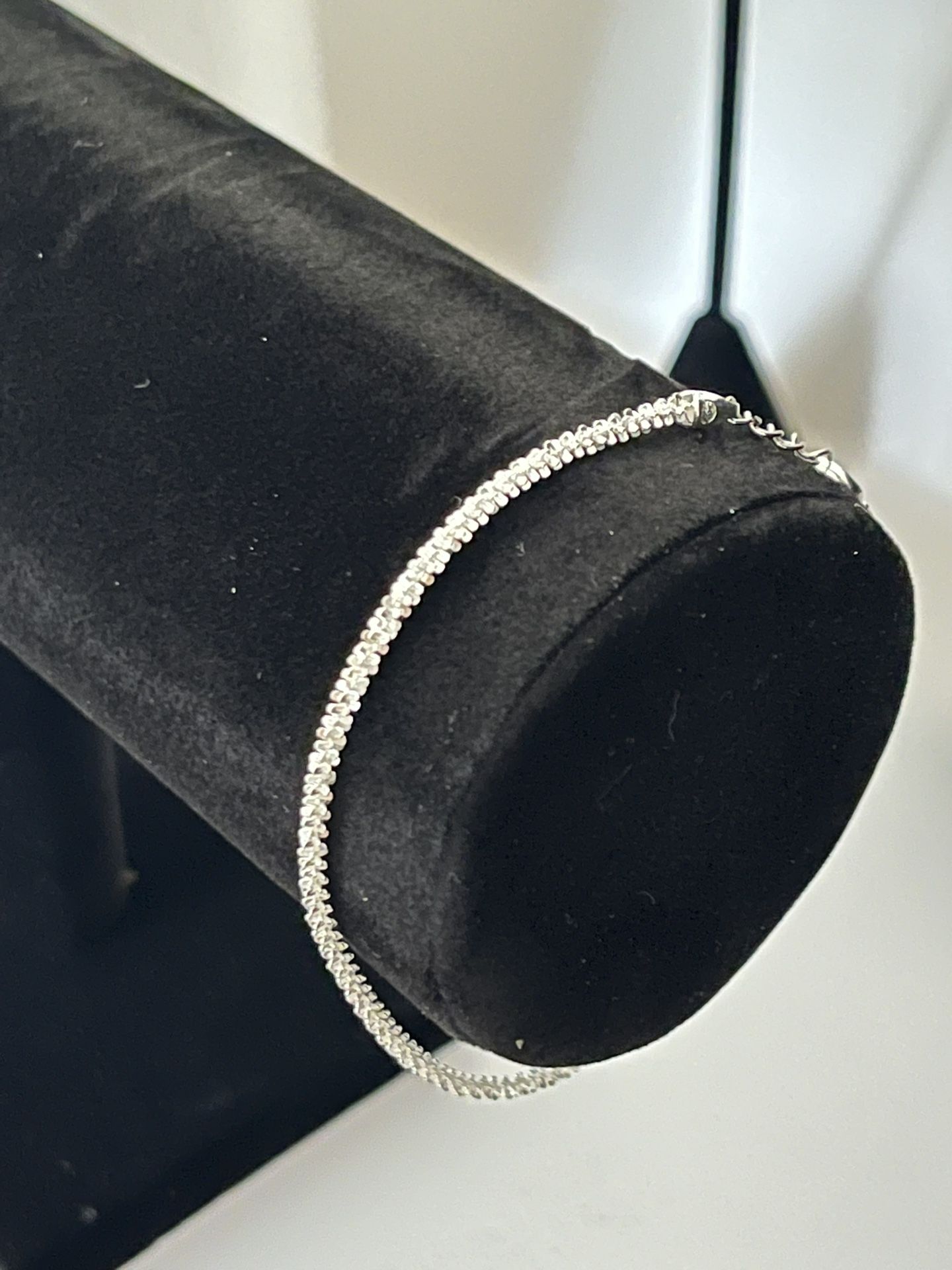 Unisex twisted rock 925 Sterling silver tennis anklet bracelet
