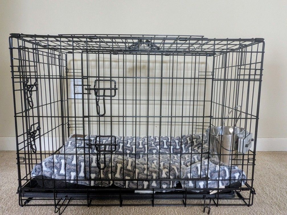 30" Dog Crate With 2 Doors And Divider For Medium Sized Dog