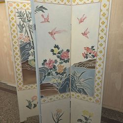 vintage 4-panel Asian wood divider