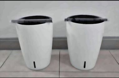 *** NEW LOW PRICE *** PAIR of 16" White / Black Self Watering Planters (2 for $45) @ Lasting Creations