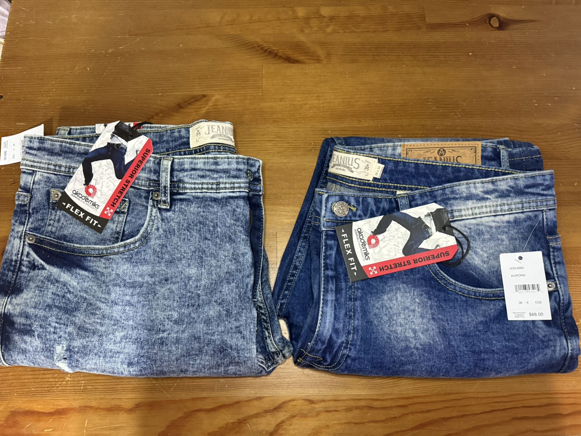 Jeanius Jeans Brand New, Sizes 38/32 & 38/30