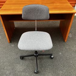 Vintage Danish Mid Century Modern Rabami Kevi Desk Chair with Grey Upholstered Seat 