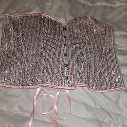Silver And Pink Sequin Corest Nwt