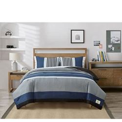 Nautica - Twin Comforter Set, Reversible Cotton Bedding with Matching Sham, Medium Weight for Year Round Use, Dorm Essentials, Oeko-Tex Certified (Ren