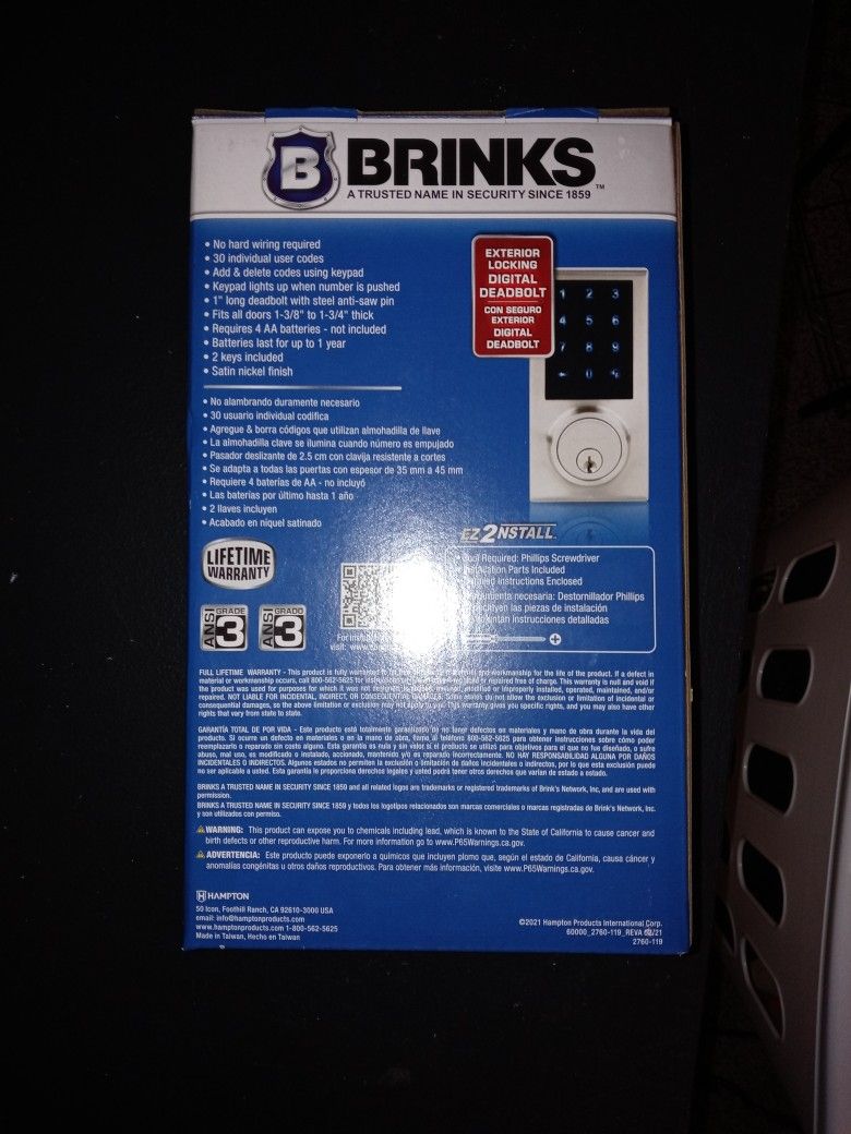 Brinks Electronic Deadbolt Manual