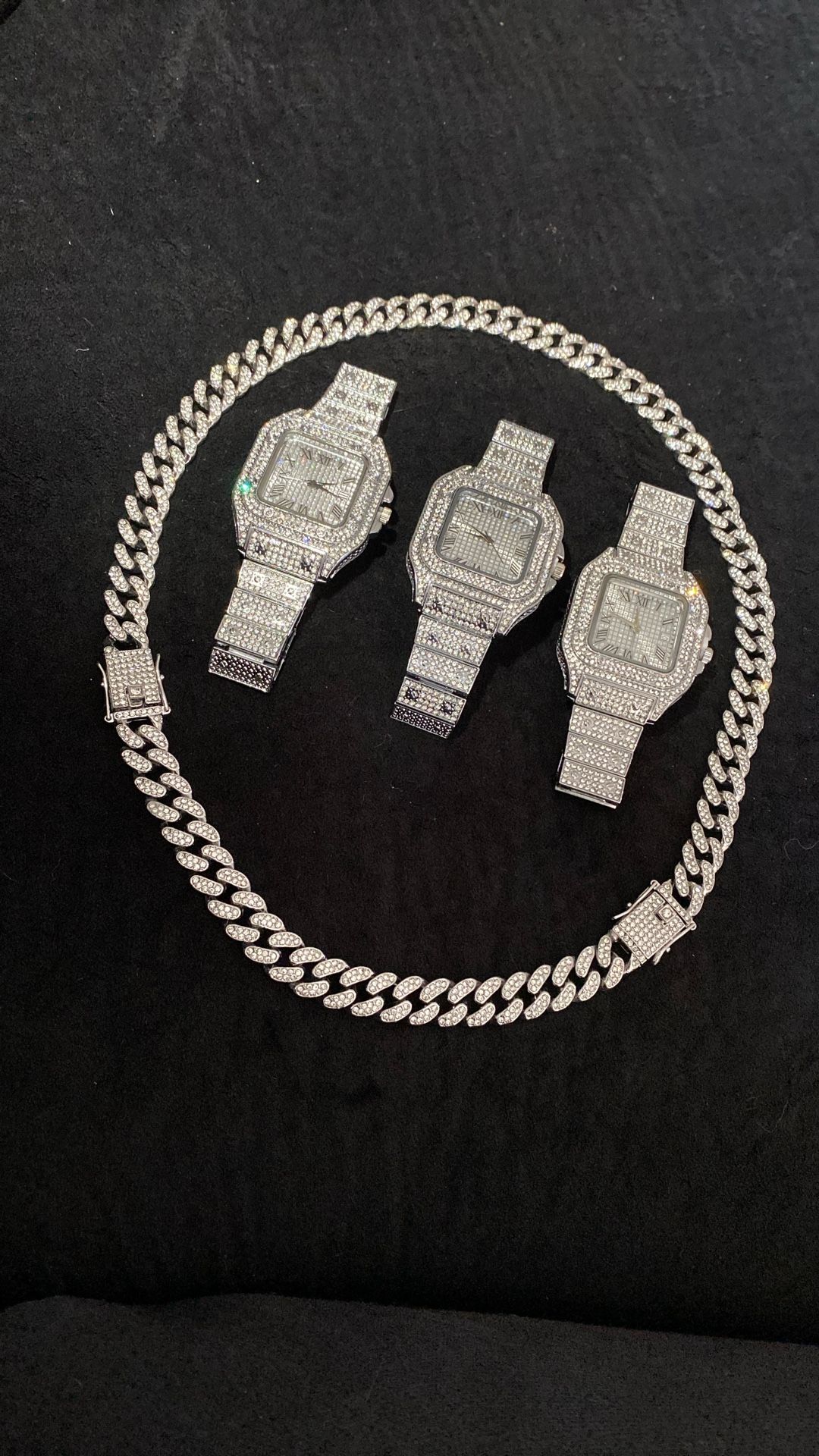 Three-Piece Watch Set And 18” Short Or 26” Long Chain