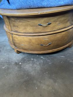 40 inch round antique two drawer cabinet