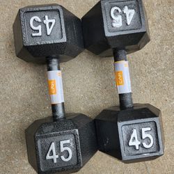 Iron Hex Dumbbell Pair 45s