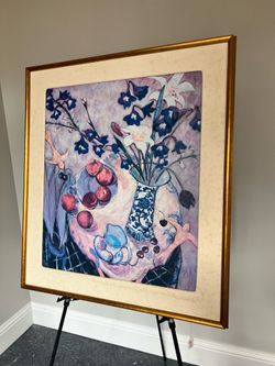 Large Framed Wall Art Decor Lithograph 33x37”