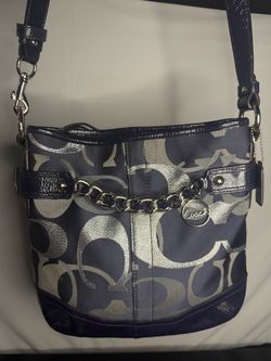 Dark Navy Signature Pattern Shoulder Bag
