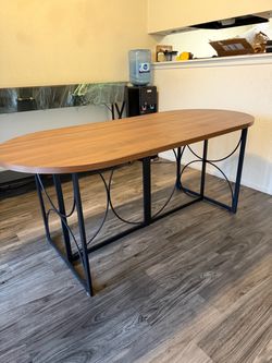 Oval Dining Table with Metal Base