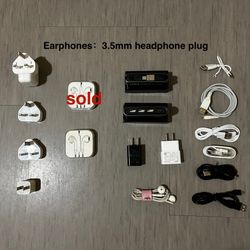 Apple Original or Android Earphones, Chargers, Cables & USB Hub  — moving Sale 