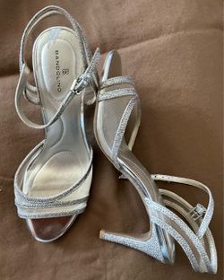 Bandolino Silver Glitter Strappy Heeled Sandals