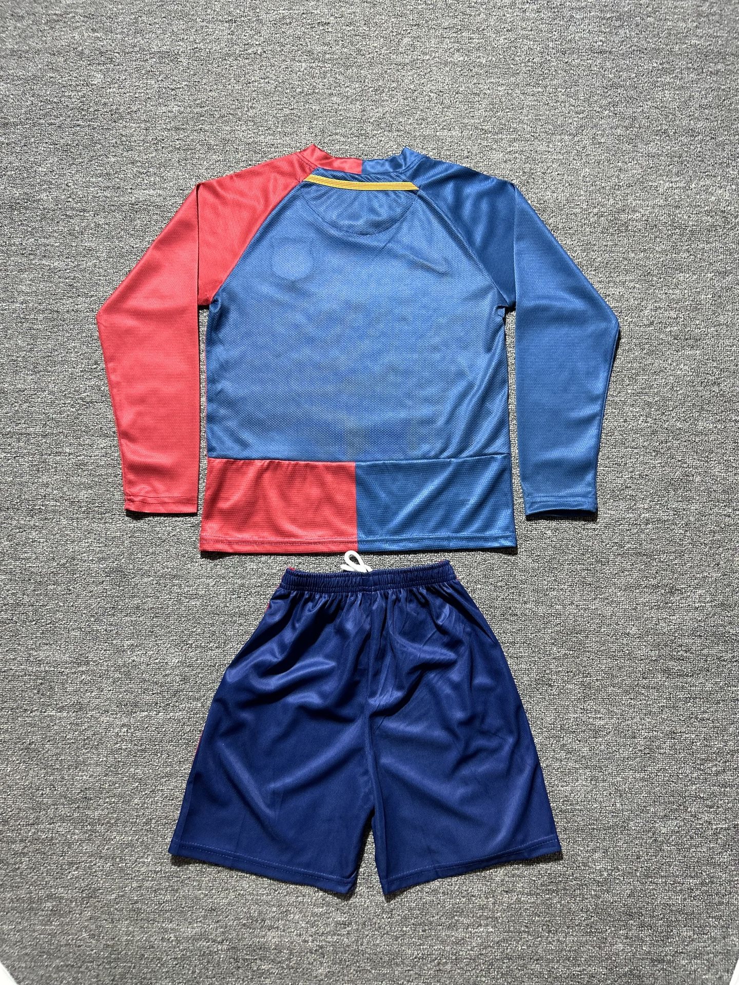Kids 0809 Barcelona Home Long Sleeve Uniform#8