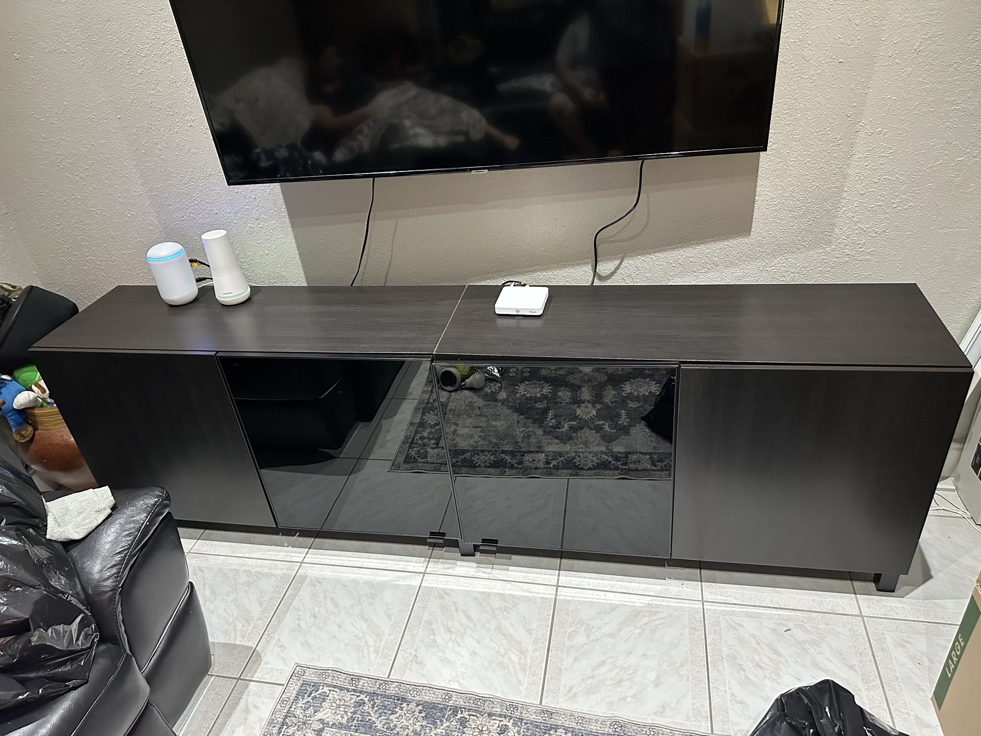 IKEA Black TV Entertainment Console with Storage