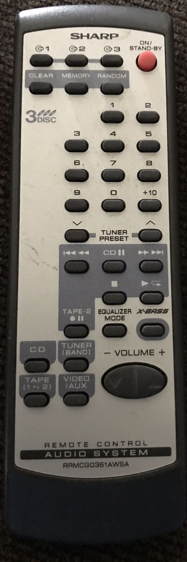 sharp audio system remote rrmcgo361awsa