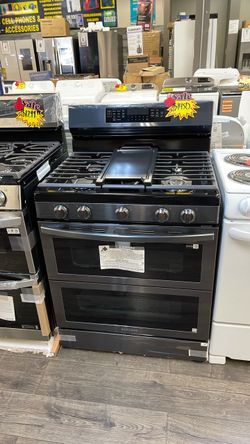 Samsung Black Stainless Steel Double Oven Stove Take It Home Today $0 Initial Payment Read Description