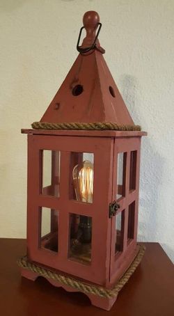 One-of-a-kind Upcycled Lantern Country Style Art Lamp. $35.00 (WITH BULB)