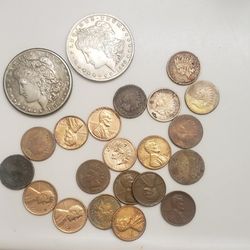 2 Copy Morgan And   Wheat Penny And Indian Heads 