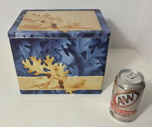 Home / Fall Decor - Large Decorative Fall Leaf / Leaves Tin with Acorns and Embossed Lid Storage