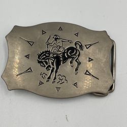 Vintage Chambers Belt Company Western Belt Buckle And Leather Belt