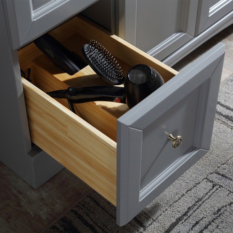 Virtu USA Elise 48 inch Single Bathroom Vanity in Grey with Marble Top