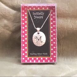 Initial Letter M Silver Plated Necklace 