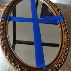 70’s gold oval mirror medicine cabinet