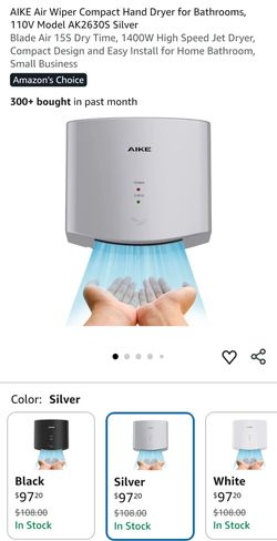 AIKE Compact Hand Dryer Silver AK2630S
