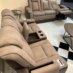 Power Reclining Sofa and Loveseat 