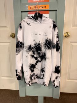 Civil Regime XL Black n White Wash Tie-Dye Rose Hoodie