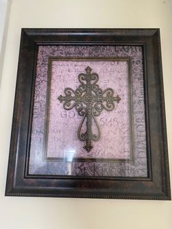 Cross in frame wall decor
