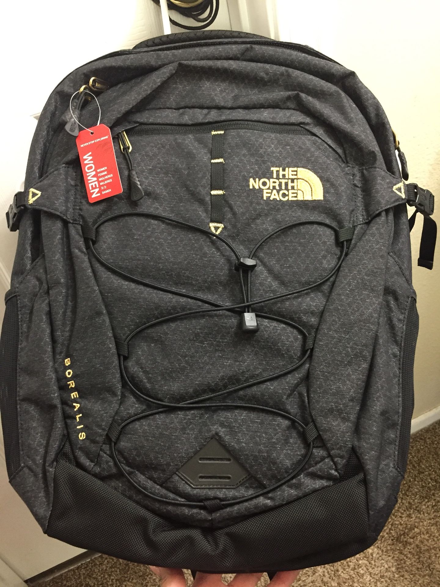 North Face Borealis Backpack-Women’s Black with Gold