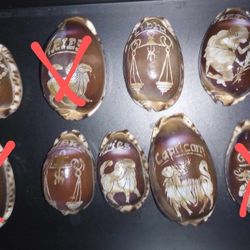 Hand Carved Zodiac Capri Seashells From Mediterranean Sea Near Athens Greece