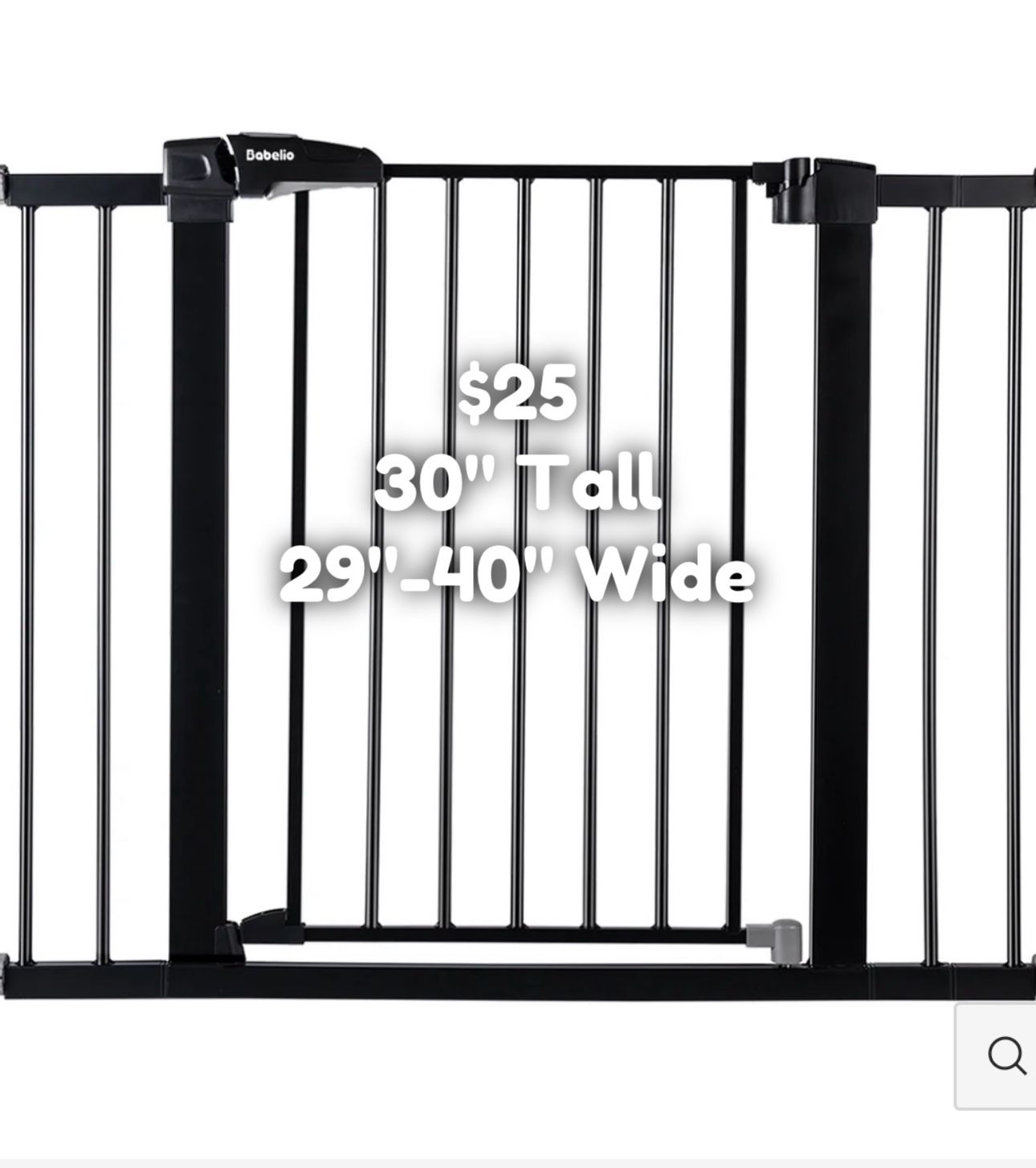 30” Tall By 29”-40” Wide Baby Gate Dog Gate Safety Gate Brand New Open Box Babelio Black