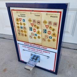 Vintage Road Map Dispenser Coin-Op Vending Machine Garage Automobilia