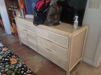 6-Drawer Rattan Dresser