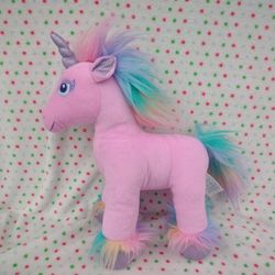 Build A Bear Pink Unicorn Beary Fairy Friends Stuffed Plush Rainbow Glittery 15"