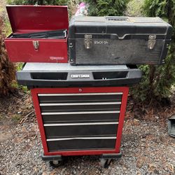 Rolling Craftsman Tool chest with Misc Tools + 2 Tool Boxes