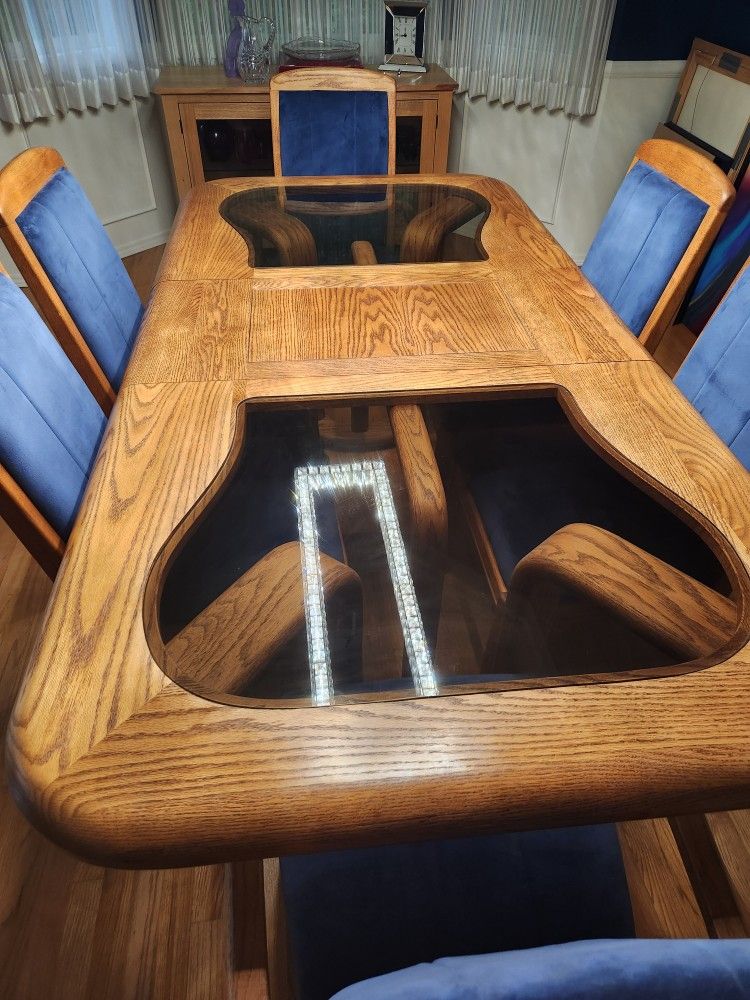 Solid Oak Dining Table With 6 Chairs