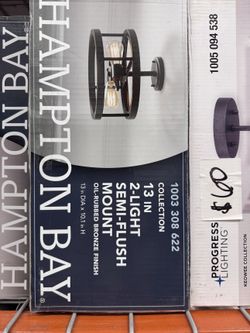 Hampton Bay 13 in 2-Light Semi-Flush, ORB Cage