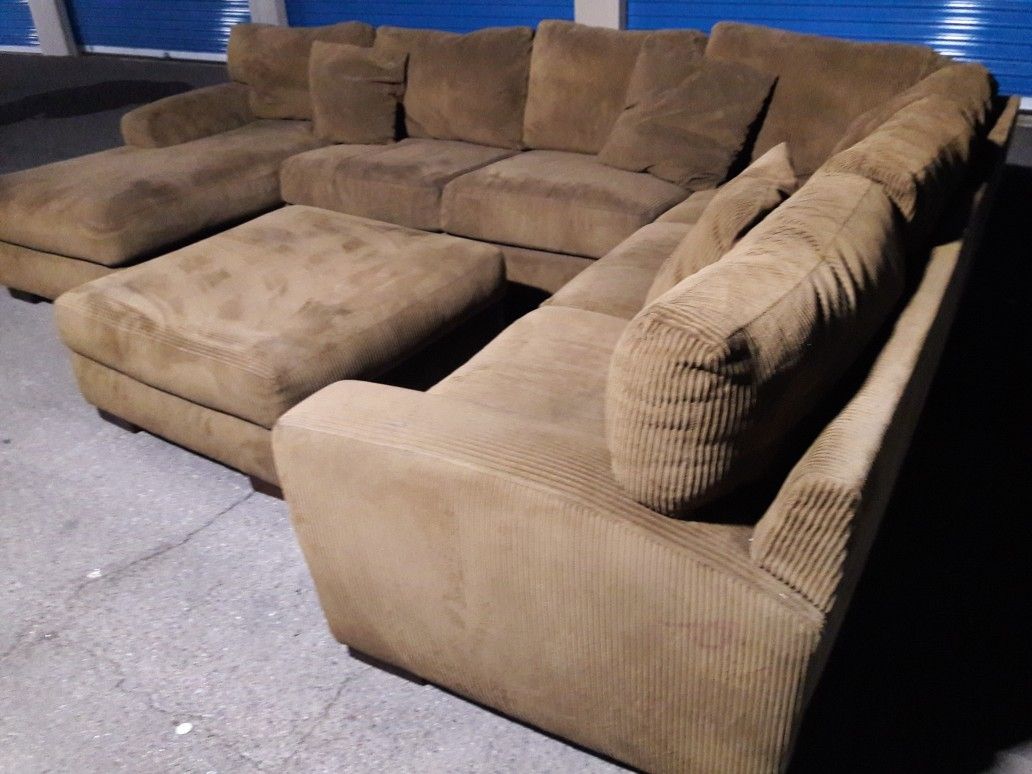 Huge sectional couch comfortable with ottoman,