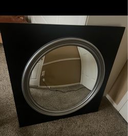 Large Square Wall Mirror with Round Center