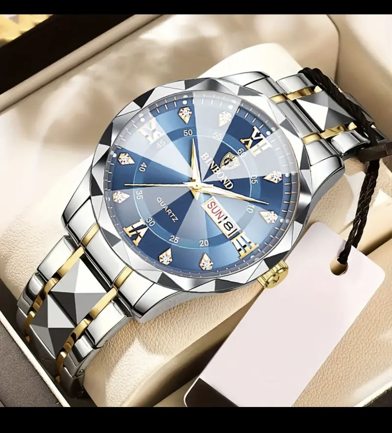 BINBOND Men's Casual Business Waterproof Calendar Luminous Luxury Quartz watch