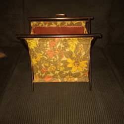 Vintage Mid-century  Folding Floral Cloth Sewing Caddy