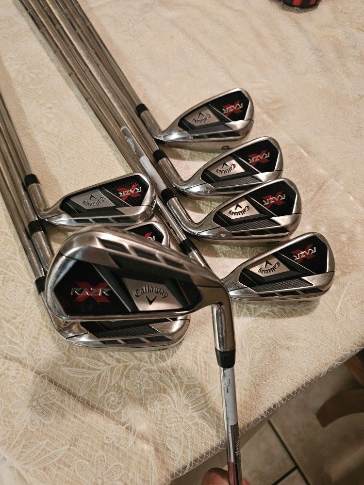 EXCELLENT CONDITION! CALLAWAY RAZR X GOLF CLUB IRON SET 3 THROUGH PITCHING WEDGE 8 CLUBS