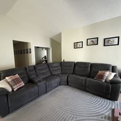 Kelsee Fabric Power Reclining Sectional with Power Headrests. Couches. Sofa